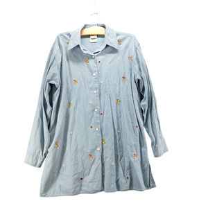 Warner Bros Studio Store Mens Tweety Bird Shirt Blue M Embroidered Vintage